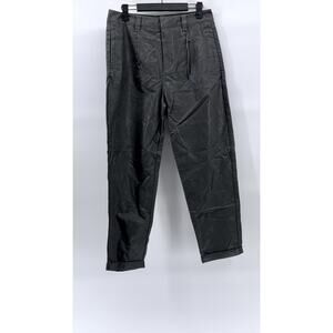 ASOS Women's Black Faux-Leather Slim-Leg Cuffed Hook & Bar Pant SZ 29